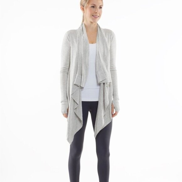 Lululemon Live Healthy Wrap Cardigan Heathered Sand Dune size 10 - Picture 1 of 12
